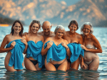 quatre-femmes-nues-se-sechent-avec-un-linge-bleu-au