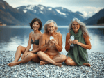 trois-femme-nue-sont-assies-sur-une-etroite-plage-de