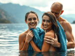une-femmes-nue-se-seche-avec-un-linge-bleu-au