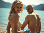 une-femmes-nue-se-seche-avec-un-linge-bleu-sur