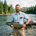 Man holding large fish by&nbsp;river